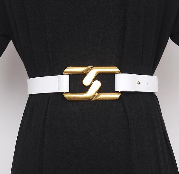 

women's runway fashion gold buckle genuine leather cummerbunds female dress corsets waistband belts decoration wide belt r3139, Black;brown