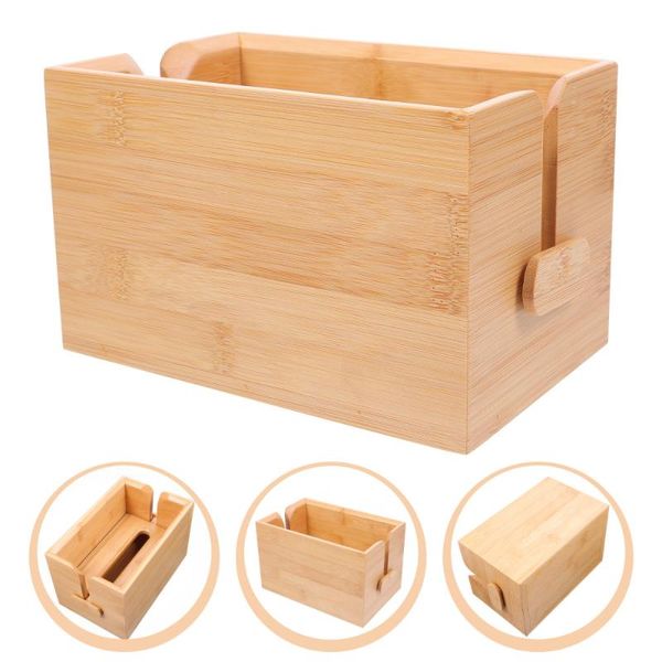

tissue boxes & napkins 1pc home bamboo deskholder practical living room storage box