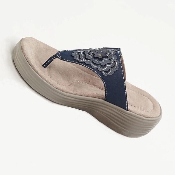

slippers women sandals summer flower printed non-slip platform beach shoes female sewing flip flop outdoor peep toe sandalias, Black