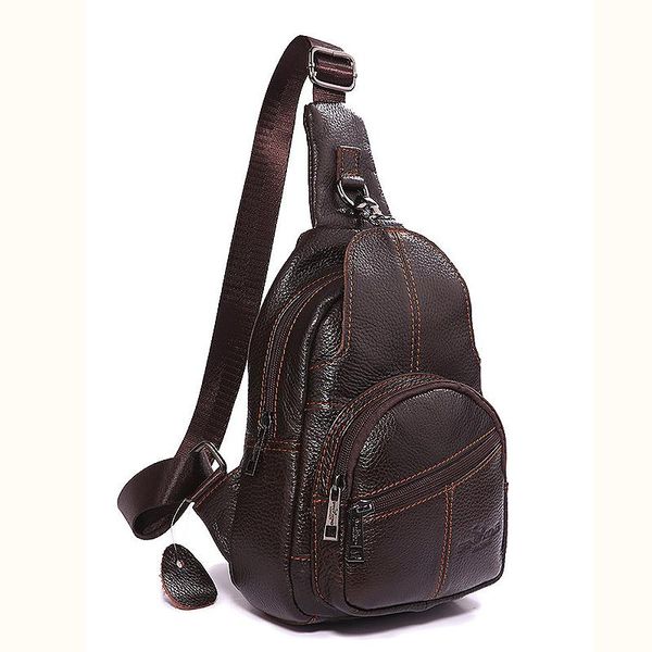 

genuine leather men messenger bag cowhide chest pack male shoulder casual crossbody fashion large capacity waist bags