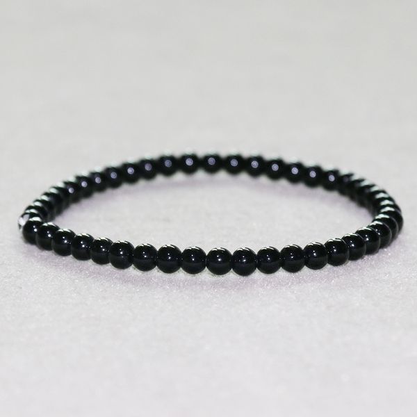 Mg0020 atacado 4 mm preto onyx pulseira natural mini gemstone jóias novo design artesanal de alta qualidade yoga mala