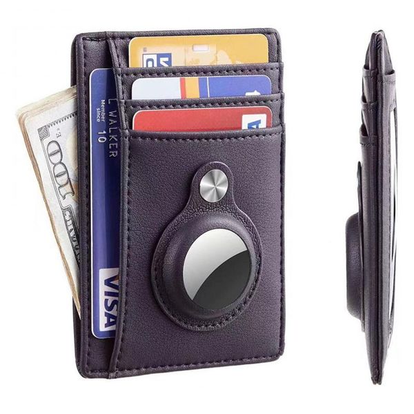 

storage bags pu leather anti degaussing airtag carbon fiber road card holder anti-theft swipe bag men's wallet with tracker
