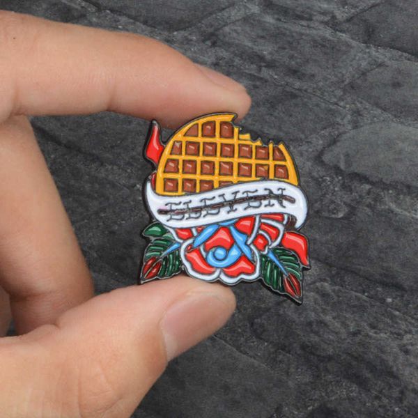 

fashion cartoon chocolate biscuit creative flower shape oil dripping brooch exquisite popular versatile brooch jewelry, Gray