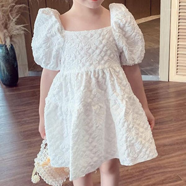 

girl's dresses 2021 summer white dress princess puff sleeve wedding children girl clothes for girls1, Red;yellow