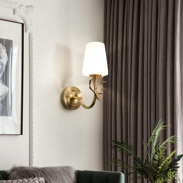 

wall lamp jmzm copper antler bedroom simple bedside living room aisle bathroom mirror front creative