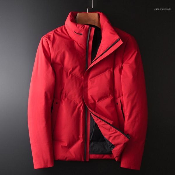 

men's down & parkas classic red mens jackets luxury stand collar white duck and coats winter slim fit man size 4xl, Black
