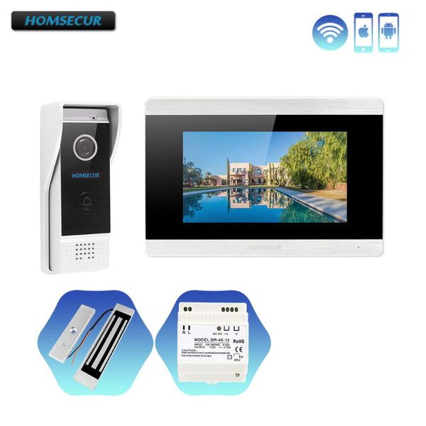 

7"hands-wifi ip wired video&audio home intercom 1.0mp with memory monitor 180kg magnetic lock included for video door phones