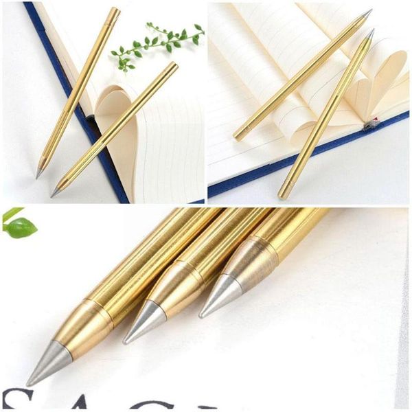 

ballpoint pens retro brass inkless pen pure metal no-ink pencil travel everlasting stylus gift 1pcs outdoor x7m4, Blue;orange