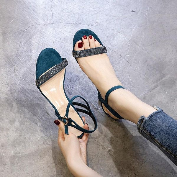 

sandals velvet shoes low woman leather suede low-heeled slides rubber rome flock fabric pu hoof heels, Black
