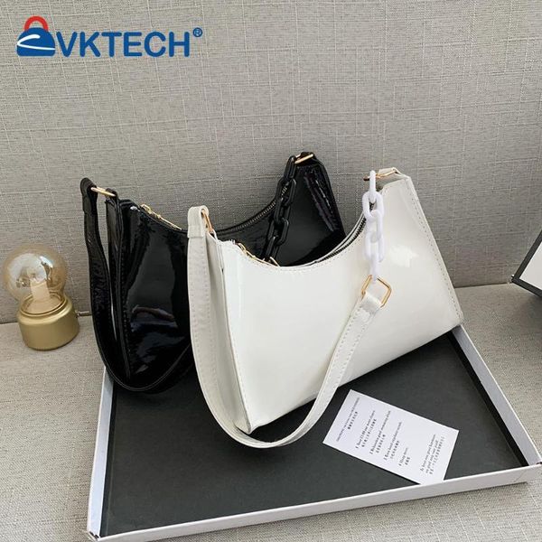 

evening bags fashion women patent leather shoulder underarm casual ladies solid color small handbag purse