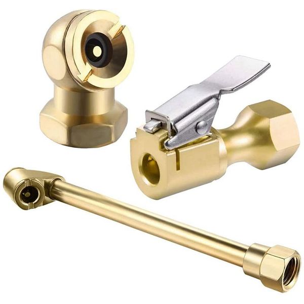 

watering equipments 3 pack heavy duty brass air chuck set, 1/4 inch for tire inflator gauge compressor accessories