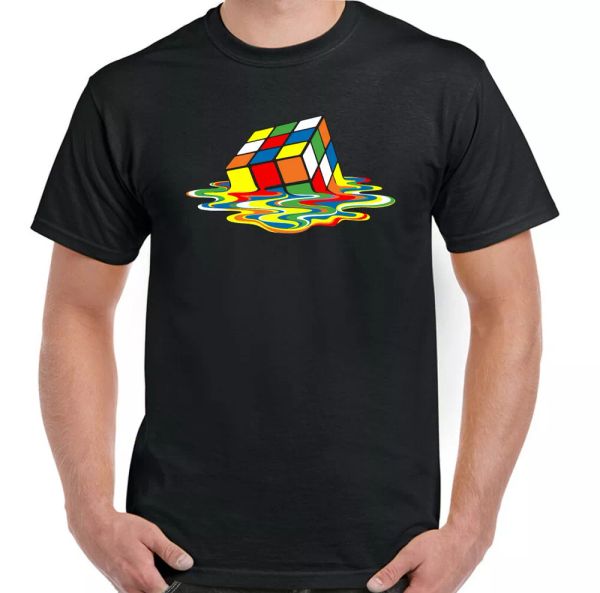 

melting rubik cube t-shirt, sheldon cooper the big bang theory tee top, White;black