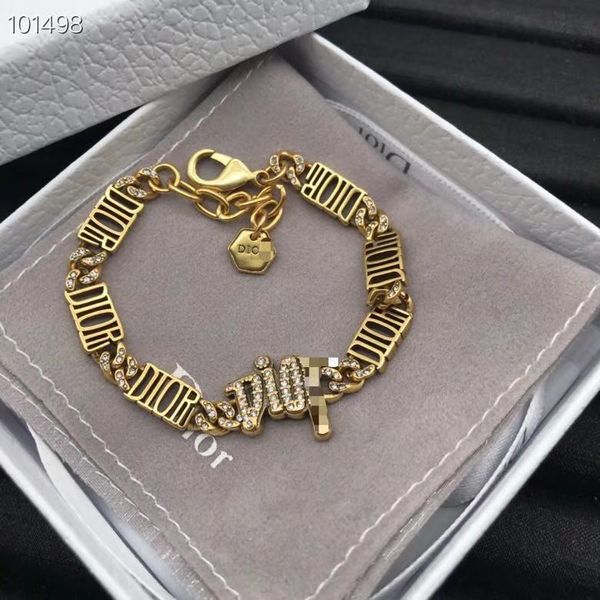 

designer jewelry family 1:1 style letter hand set metallic winter versatile fashion show thin, Silver