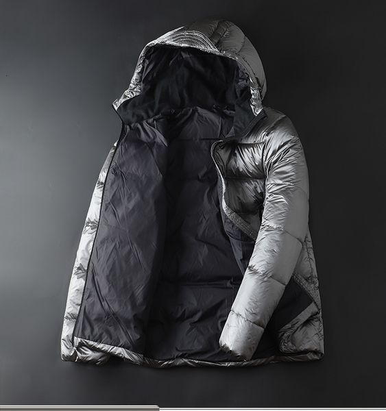 

downs men's hooded jacket ordinary casual thick fleece coat, Black