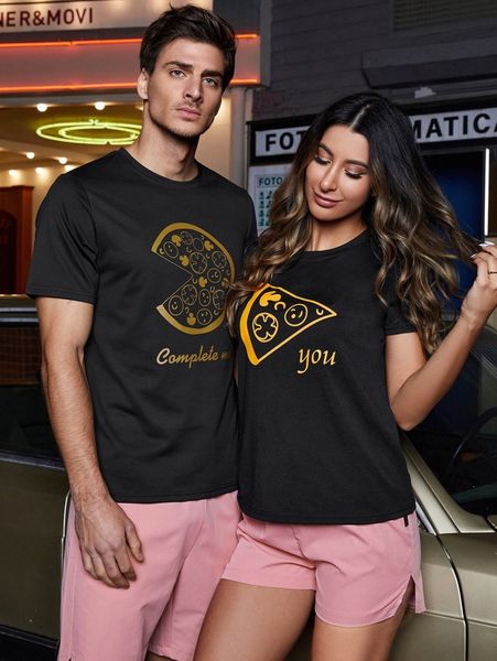 

men 1pc letter & geo print tee f6cq#, White;black