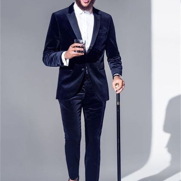 

men's suits & blazers blue veet male groom tuxedos wedding party dinner man (jacket + pants tie), White;black