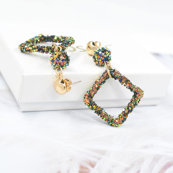 

2020 spring and summer new color clay ball geometric bohemian earrings female simple fashion long ear jewelry earrings, Golden