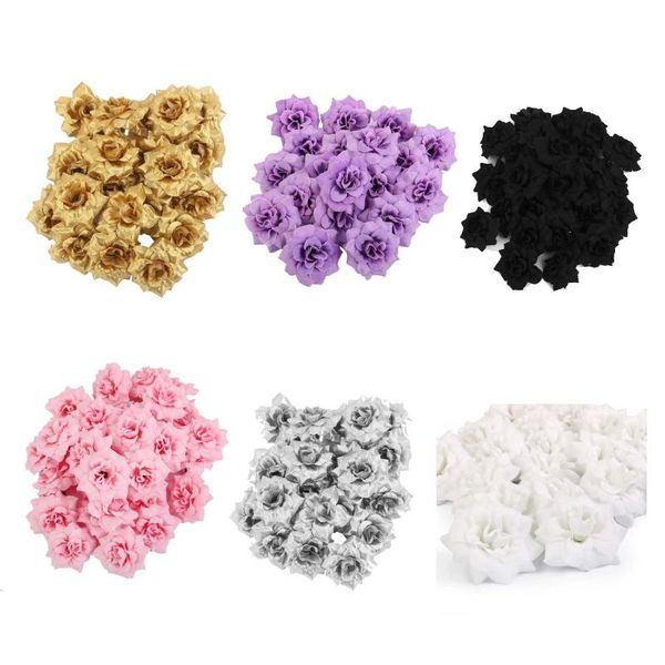 

pcs silk roses artificial wedding clips decoration flower head (black) decorative flowers & wreaths