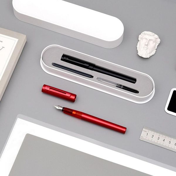 

fountain pens metal pen ink set kaco f nib 0.5mm black red stainless steel gift business office supplies writing stationery