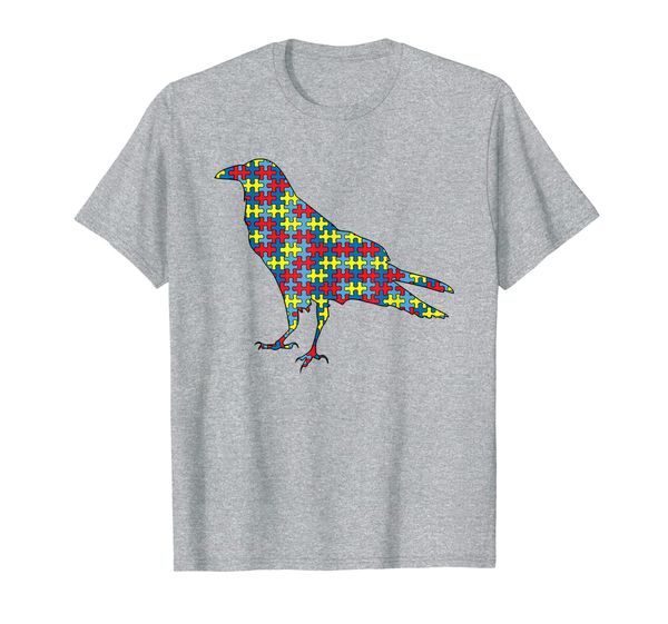 

crow autism awareness kids raven bird puzzle day mom gift t-shirt, White;black