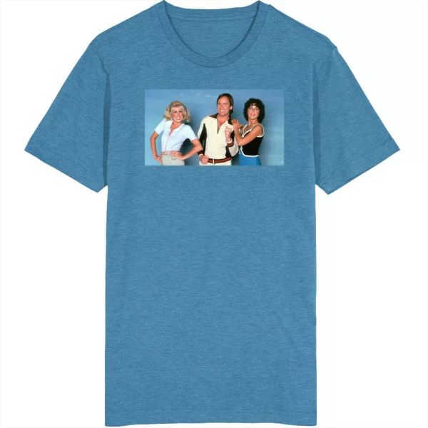 

three's company chrissy janet jack tv show fan t shirt, White;black