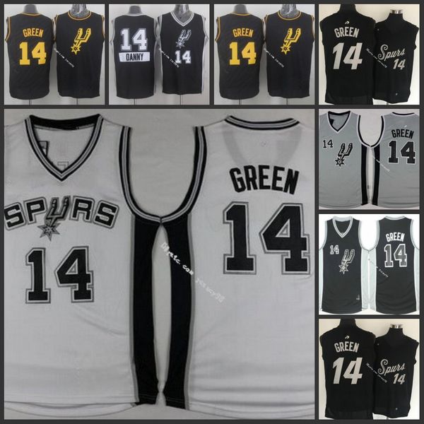 

san antonio spurs men #14 danny green retro basketball jersey, Black