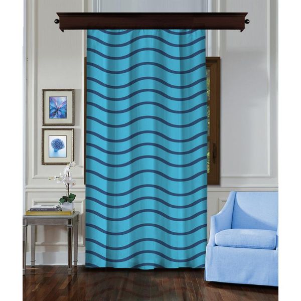 

cipcici waved blue single panel curtain kids living room girl woman elite ethnic plain man & drapes