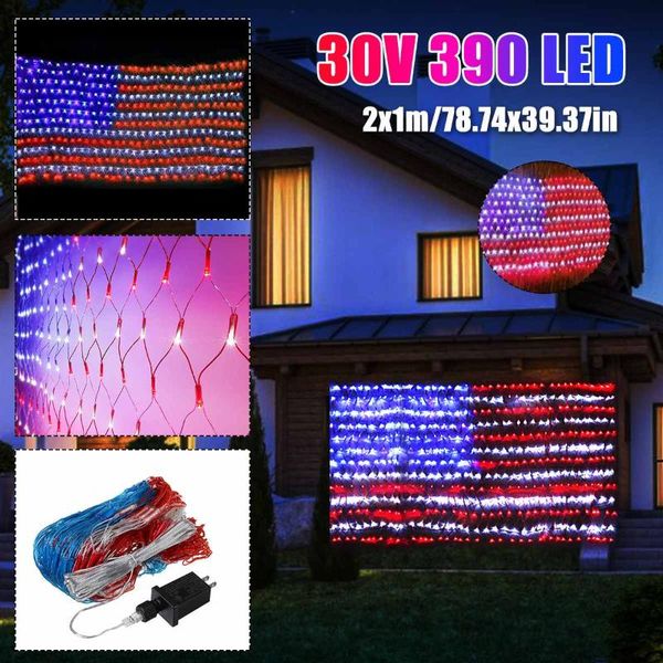 

american flag 390 led string lights large outdoor waterproof hanging ornaments panel