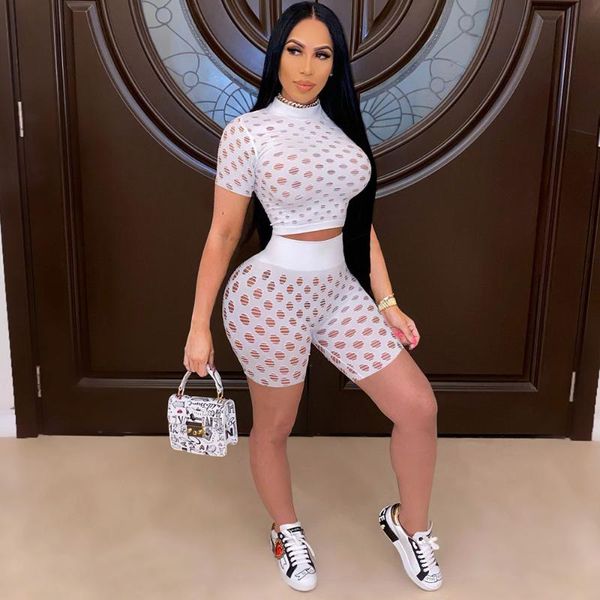 

women's tracksuits casual sport suit women tracksuit 2 piece sets womens outfits summer crop biker shorts set matching hollow, Gray