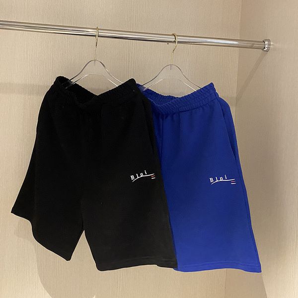 

luxury design summer letter wave print shorts men's and women's simple loose capris, White;black