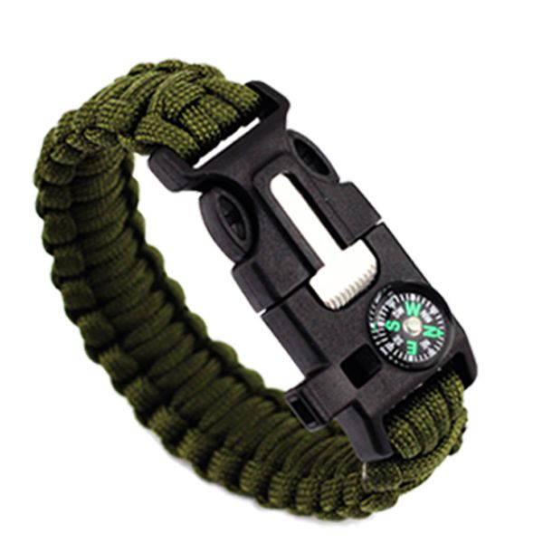 Nova corrente de paracord de emergência de sobrevivência ao ar livre com fivela ajustável feita à mão paracord link corda de escalada feminina homme pulseiras acampamento 2023