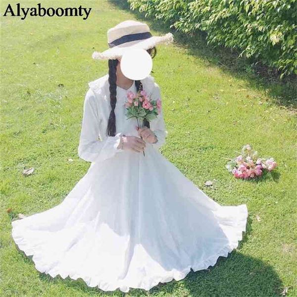 

japanese summer lolita style white purple dress peter pan collar high waist princess fairy cute kawaii girl ruffles 210623, Black;gray