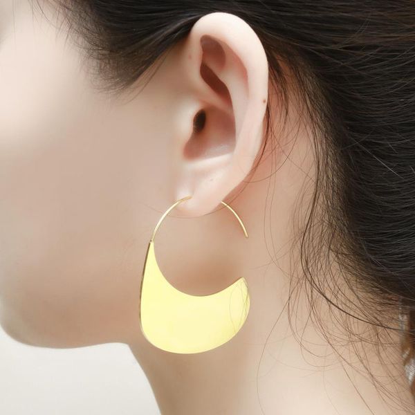 

canner 1pair hole piercing stud for women metallic mirror 2 metal color c-shaper earrings pendientes jewelry, Golden