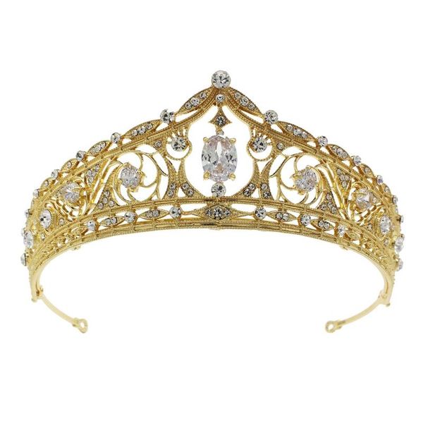 

hair clips & barrettes crystal crown and baroque princess wedding rhinestone birthday tiara headdress bridal accessory, Golden;silver
