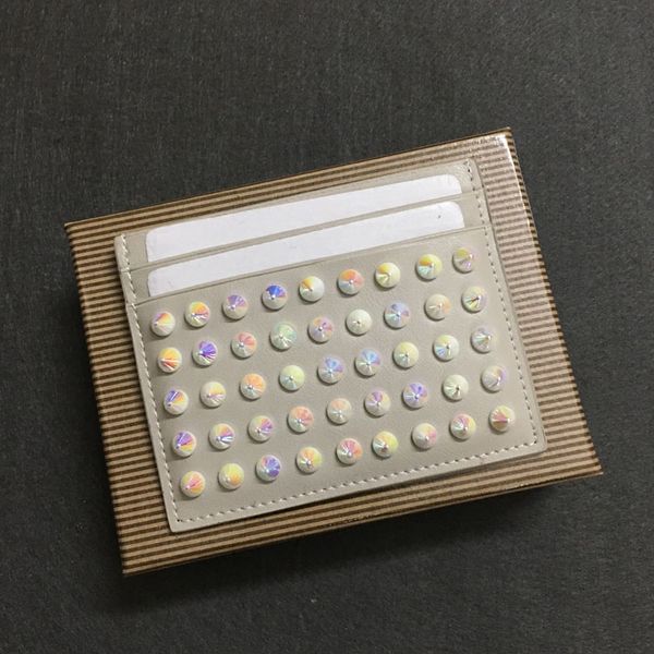 

bottoms red card rivet bagss tide cardholder business holder for men and women the same paragraph small leather wallet package, Brown;gray