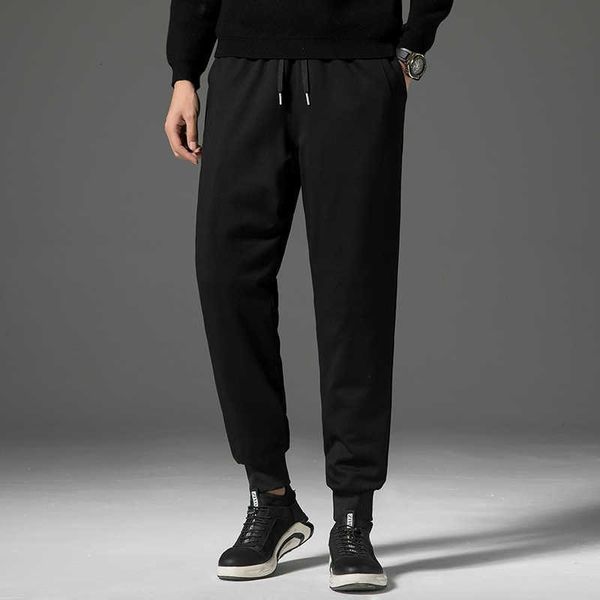 

2021 winter down pants men's thickened warm sports loose solid color black