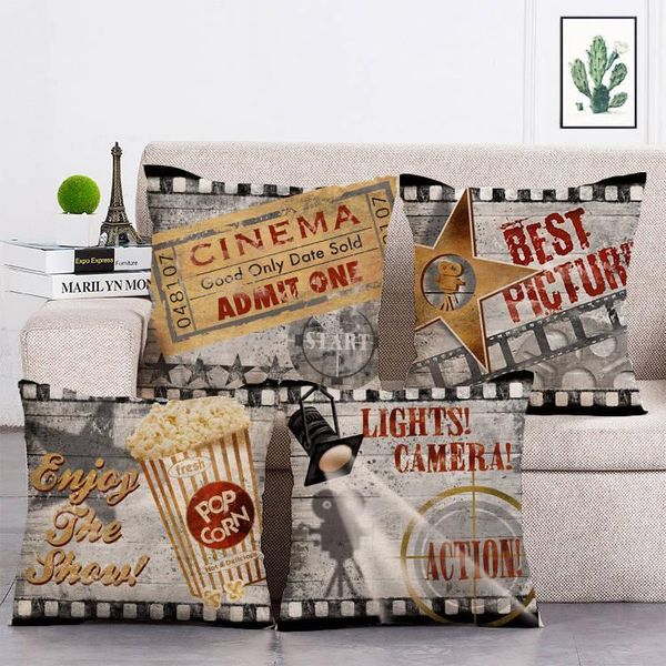 

cushion/decorative pillow retro movie production film letters soft cushion cover car seat mattress home decoration t312