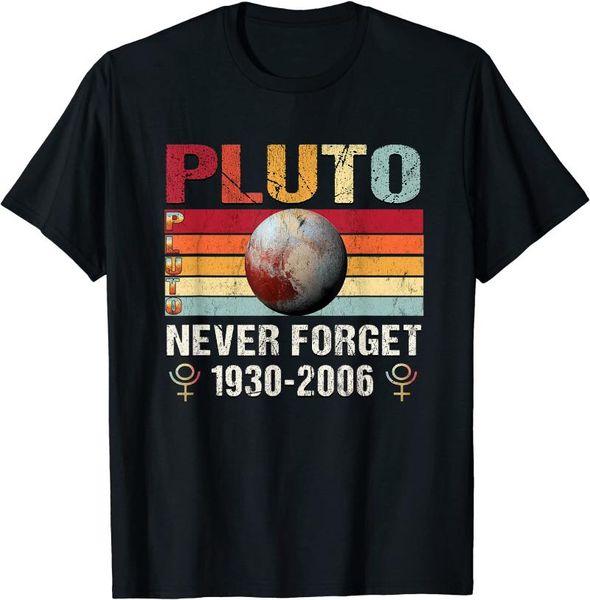 

men's t-shirts pluto never forget shirt retro funny science space men women t-shirt, White;black