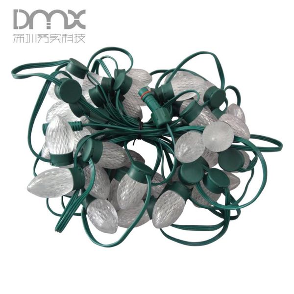 

modules 200pcs led c9 cover addressable ws2811 dc12v s24 8mm technicolor pixel module string 50nodes/strand all green wire and case