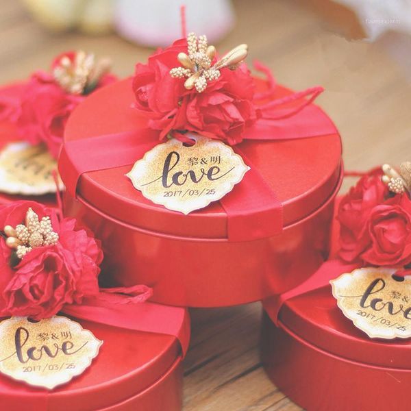 

gift wrap gold red l size wedding 9.5*4cm cake boxes with customize service , als11-a1