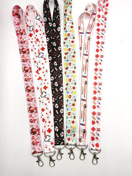 

keychains doctors lanyard neck strap card bus id holders with key chain, Silver