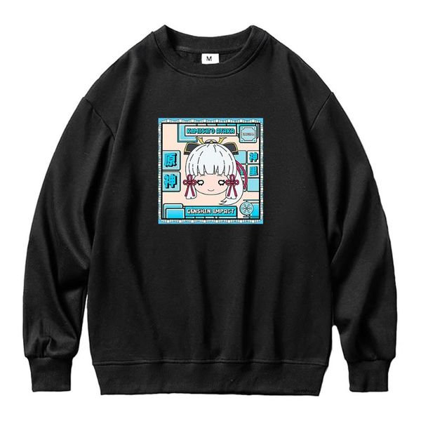 

women's hoodies & sweatshirts anime kamisato ayaka hoodie women genshin impact female harajuku manga hoody crew neck pullovers sweatshi, Black