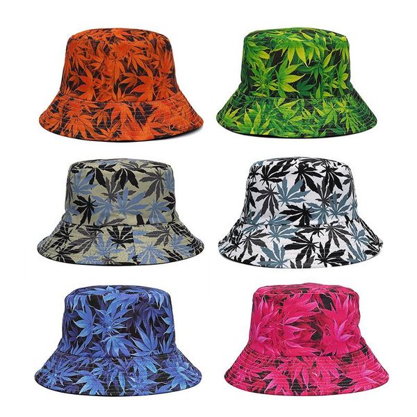 

wide brim hats 2021 print bucket hat for women designer reversible panama cap fisherman female men, Blue;gray