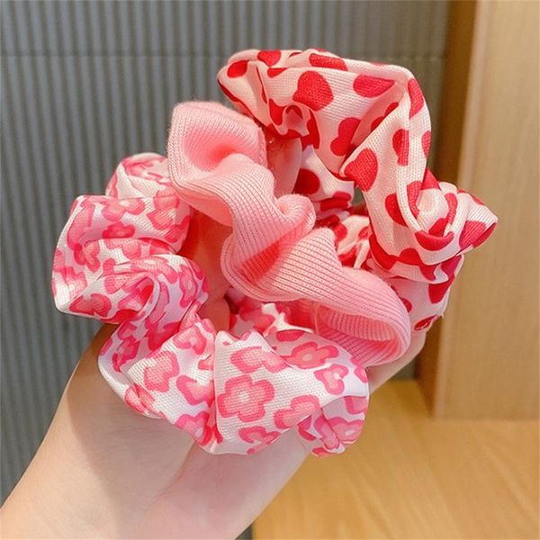 

hair accessories 1pc flower print scrunchies cute ponytail holder bands set plaid dot elastic rubber, Slivery;white