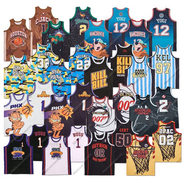 

men's 50 cent basketball jersey g unit get rich or die tryin' jerseys garfield phx bugs bunny james bond kill bill vol kel mitchel, Black