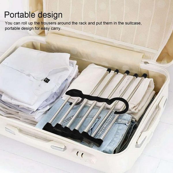 

hangers & racks 3 pcs of versatile multifunctional retractable folding wardrobe pants rack stainless steel five in one ic