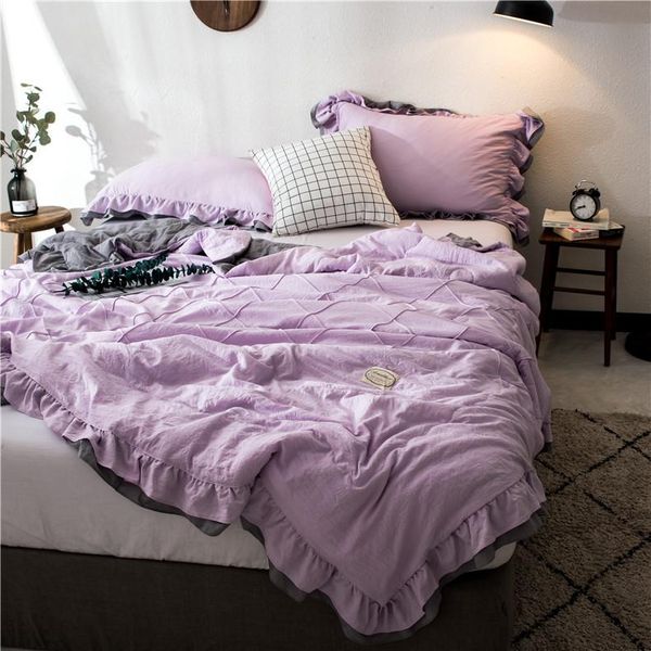 

comforters & sets ruffles summer bedspread solid printed quilts duvets for thin air-conditioned comforter colcha pillowcase bed dropsh
