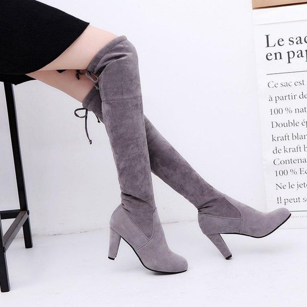 

boots 2021 autumn and winter women's european american suede over-the-knee high-heeled thick-heeled high warmth, Black
