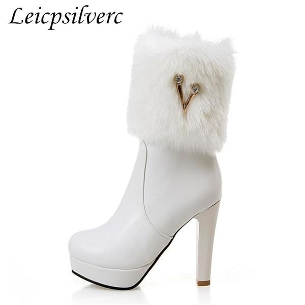 

boots women with thick single spring high-heeled all-match round in the autumn and winter woman shoes high heels sexy, Black