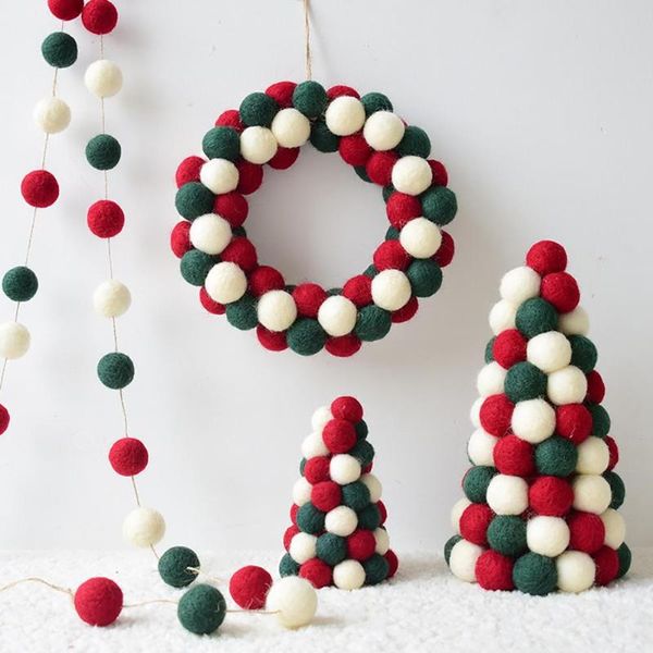 

wool felt christmas wreath door decoration hanging ornament mini tree garland tableadvent decorative flowers & wreaths
